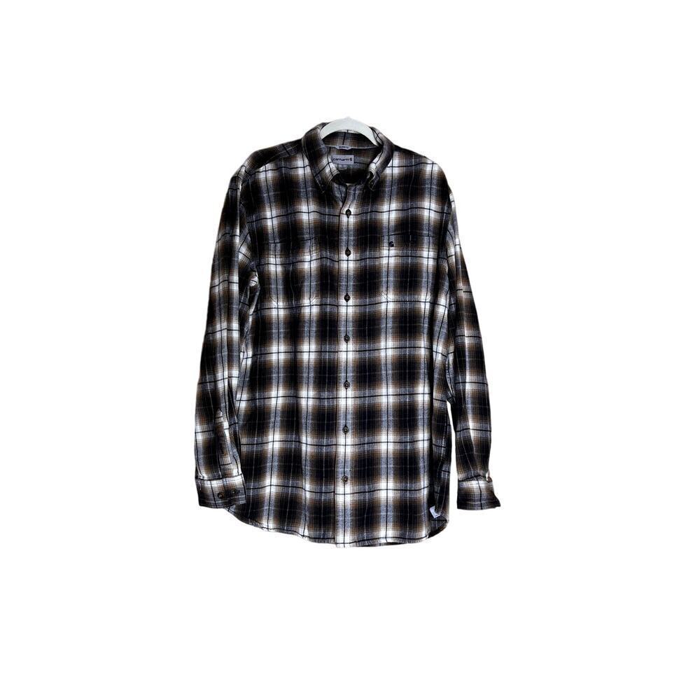 Carhartt men's size XL tall flannel shirt relaxed fit button-down brown plaid